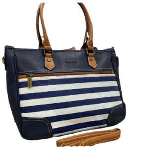 Cotton On Stripey Handbag - Navy Blue
