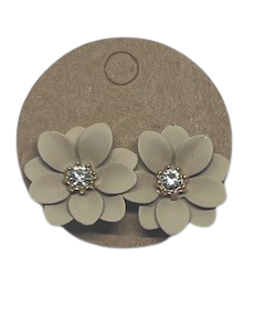 Rhinestone Flower Stud Earring Coffee