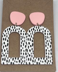 Drop Earring Leopard Print White