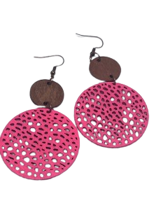 Geliti Light Spring Flow Wooden Earring Pink