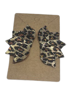 Leaf Shape Leopard Printed Earing
