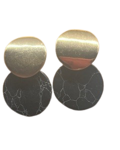 Marble Round Earring Black