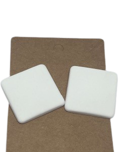 Stud Square Earring White