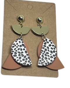 Geometric Drop Earring Leopard Print