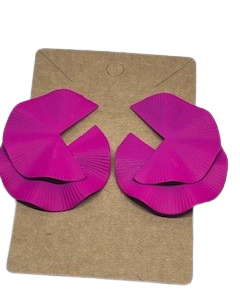 Twisted Fan Shape Earring Bright Pink