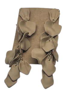 Long Rose Petals Dangle Earring Khaki
