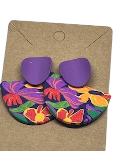 Purple Flower Pattern Earring.