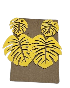 Tropical Leaf Drop Earring Yellow