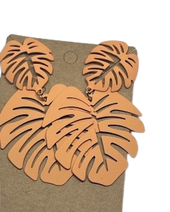 Tropical Leaf Drop Earring Orange
