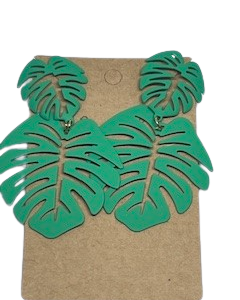 Tropical Leaf Drop Earring Green