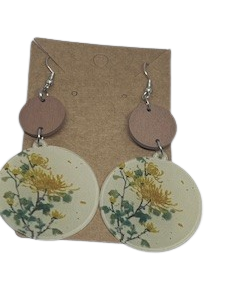 Vintage Chrysanthemum Printed  Earring