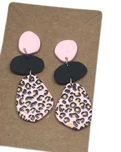 Leopard Print Pink Dangle Earrings