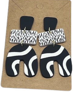 Polka Dot Black and White Earring