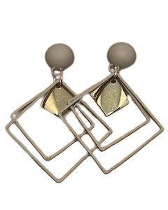 3D Geometric Drop Earring Khaki