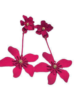 Bohemian Flower Pendent Earring Red