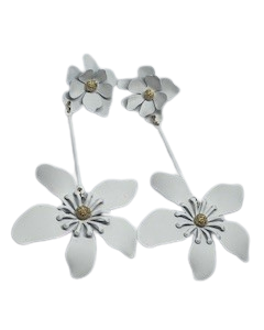 Bohemian Flower Pendent Earring White