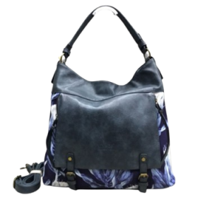 Vivace Artistic Protea Double Buckle Handbag - Blue