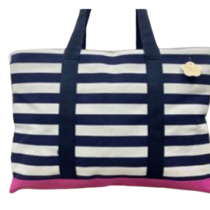 Cotton On Beach Bag Large Stripes Navy and Pink