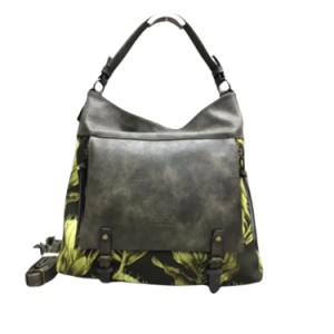 Vivace Artistic Protea Double Buckle Handbag - Green