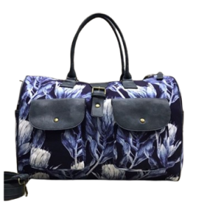 Vivace Double Pocket Printed Weekender Bag Blue