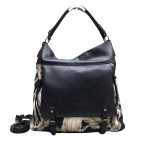 Vivace Artistic Protea Double Buckle Handbag - Black
