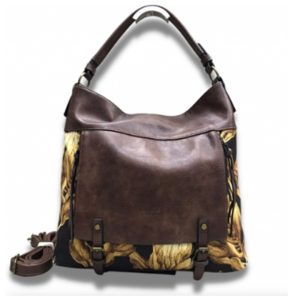 Vivace Artistic Protea Double Buckle Handbag - Dark Brown
