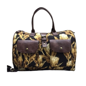 Vivace Double Pocket Printed Weekender Bag Chocolate Brown