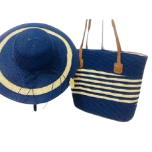 Cotton On Beach Bag and Hat Combo Blue